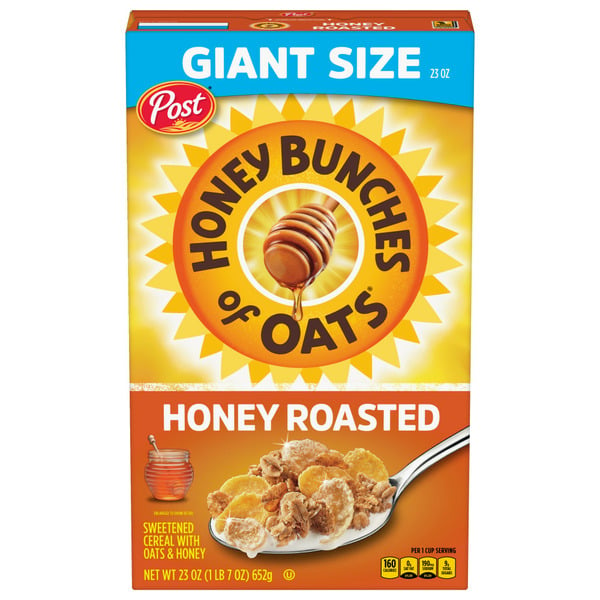 Cereal Post Honey Bunches of Oats Honey Roasted Breakfast Cereal, Heart Healthy, Large Box hero