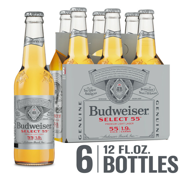 Lagers Budweiser Select 55 Light Lager Beer Bottles hero