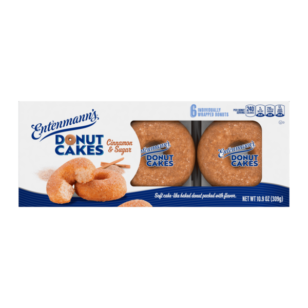 Cookies & Cakes Entenmann's Donut Cakes, 6 packs, Cinnamon and Sugar Cake hero