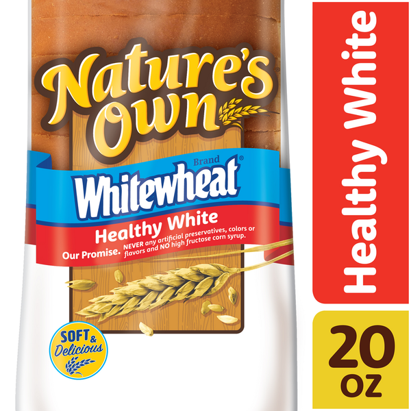 Conventional Breads (Grocery) Nature's Own WhiteWheat Healthy White Bread, Sliced White Bread, 20 oz Loaf hero