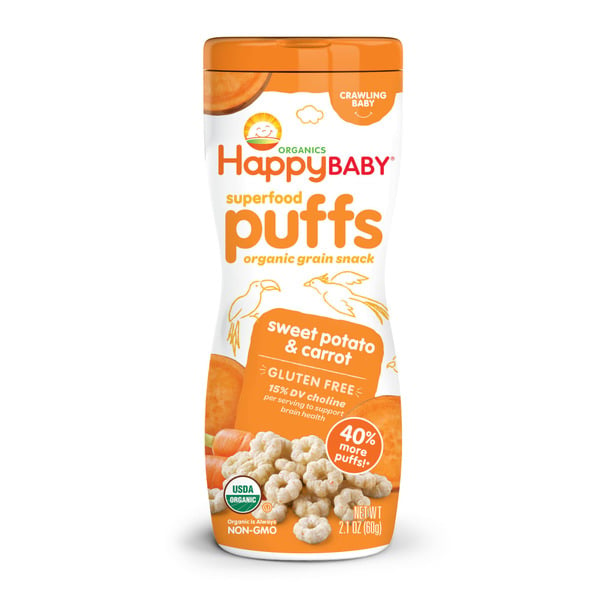 Baby Food & Formula Happy Baby Organics Gluten Free Superfood Puffs Organic Grain Snack Sweet Potato & Carrot hero