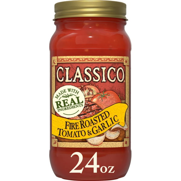 Pasta Sauce Classico Fire Roasted Tomato & Garlic Spaghetti Pasta Sauce hero