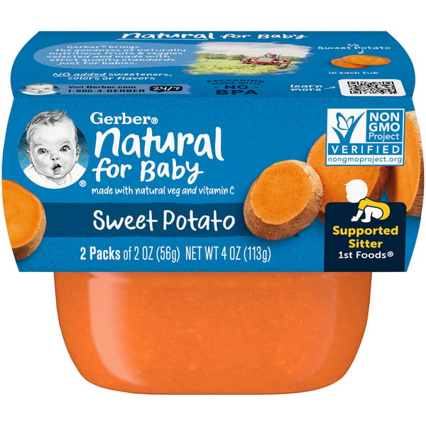 Baby Food & Formula Gerber Baby Food Sweet Potato Puree Clean Label Project Tubs hero