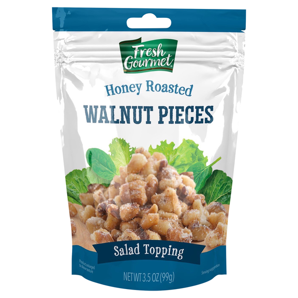 Salad Dressing & Toppings Fresh Gourmet Salad Topping, Walnut Pieces, Honey Roasted hero