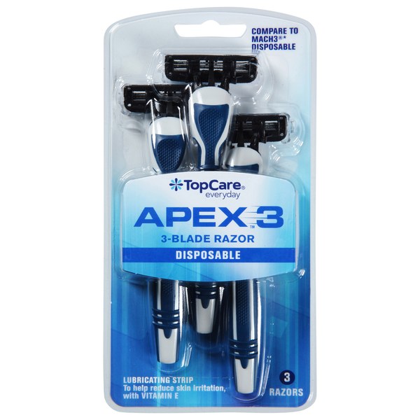 Shave Needs TopCare Razors, 3-Blade, Disposable, Apex 3 hero