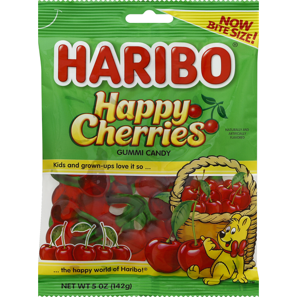 Fruit & Vegetable Snacks HARIBO Gummi Candy, Happy Cherries, Bite Size hero