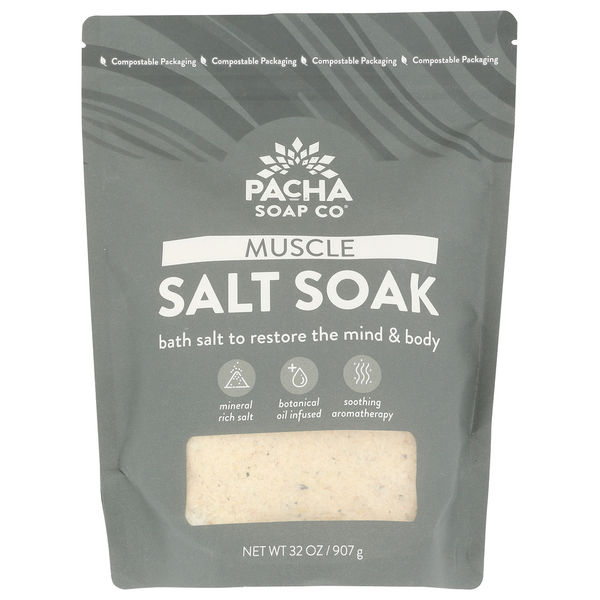 Pacha Soap Co. Salt Soak, Muscle, 32 Oz Bag, hero