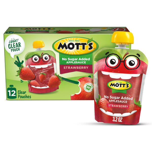 Canned Fruit & Applesauce Mott's No Sugar Added Strawberry Applesauce hero