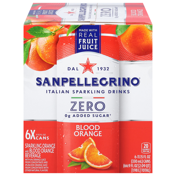 Juice & Nectars San Pellegrino Beverage, Zero Added Sugar, Blood Orange, Sparkling hero