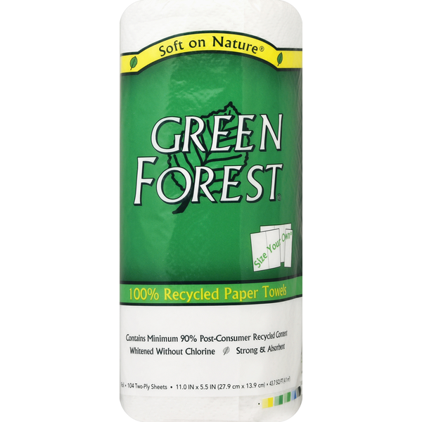 Paper Goods Green Forest Paper Towels, 100% Recycled, Size Your Own, Two-Ply hero