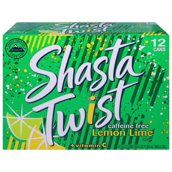 Soft Drinks Shasta Soda, Caffeine Free, + Vitamin C, Lemon Lime hero