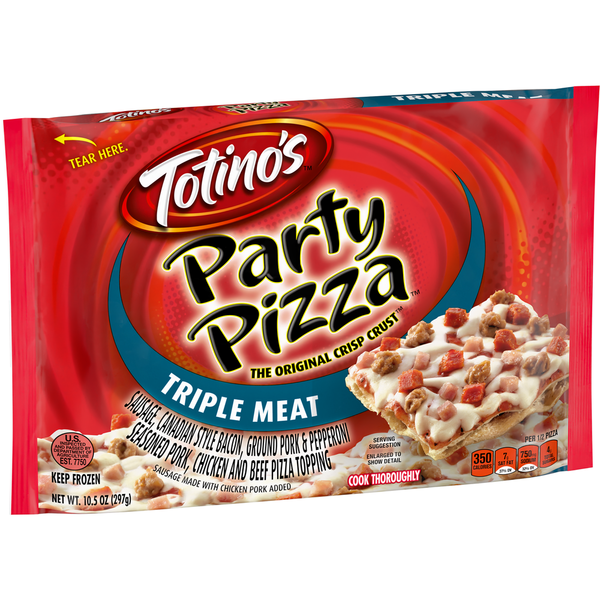 Frozen Pizza Totino's Party Pizza Triple Meat Thin Crust Frozen Pizza hero