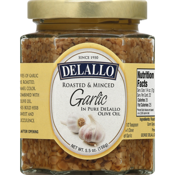 Canned & Jarred Vegetables DeLallo Garlic, Roasted & Minced hero