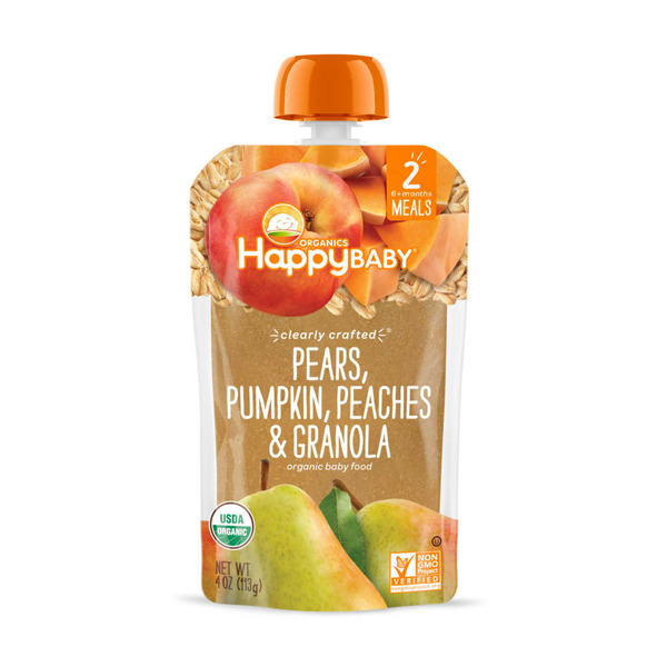 Granola Happy Baby Organics Clearly Crafted Stage 2 Meals Pears, Pumpkin, Peaches & Granola Pouch hero