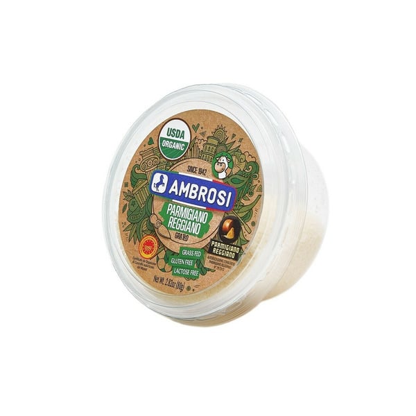 Packaged Cheese Ambrosi Cheese, Italian Grated Parmigiano Reggiano DOP, Organic hero