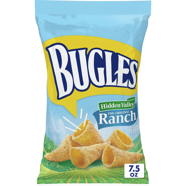 Chips & Pretzels Bugles Crispy Corn Snacks, Hidden Valley Ranch Flavor, Snack Bag hero