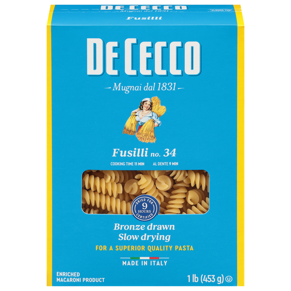 Dry Pasta De Cecco Fusilli No. 34 hero