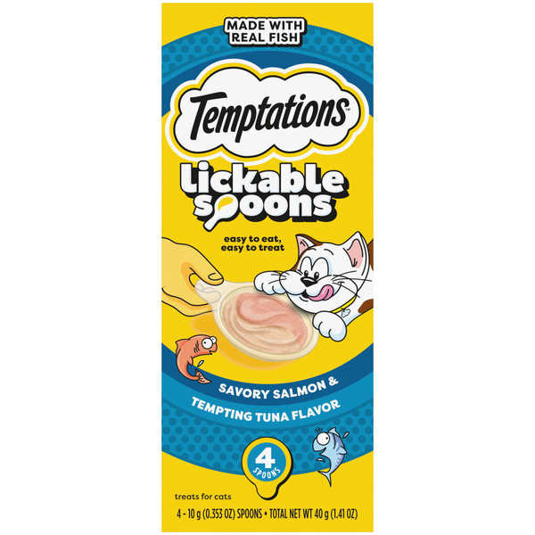 Cat Food & Care TEMPTATIONS Lickable Spoons Adult Wet Cat Treat, Savory Salmon and Tempting Tuna Flavor hero