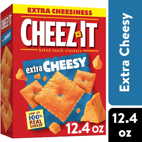 Crackers Cheez-It Cheese Crackers, Baked Snack Crackers, Lunch Snacks, Extra Cheesy hero