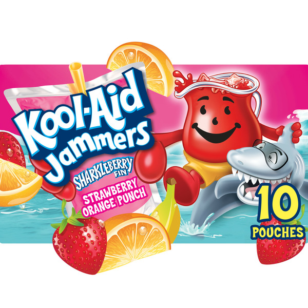 Juice & Nectars Kool-Aid Jammers Sharkleberry Fin Strawberry Orange Punch Flavored Drink hero