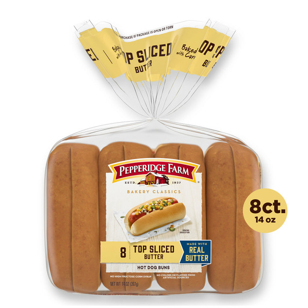 Buns & Rolls Pepperidge Farm Top Sliced Butter Hot Dog Buns hero