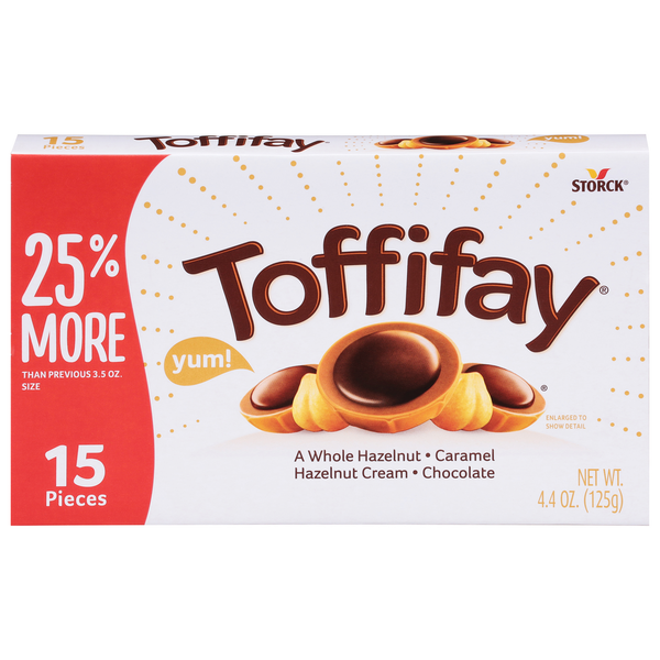 Toffifay Whole Hazelnut, Caramel, Hazelnut Cream, Chocolate Candy hero