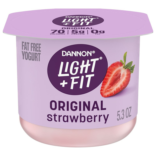 Yogurt Dannon Light + Fit Dannon Strawberry Original Nonfat Yogurt Cup hero