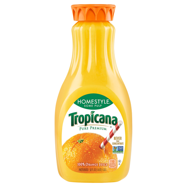 Fruit & Veggie Juice Tropicana Orange Juice, Homestyle, Some Pulp hero