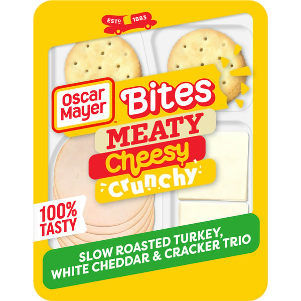 Lunch Meat Oscar Mayer Slow Roasted Turkey, White Cheddar & Cracker Trio Meat & Cheese Snack Plate hero