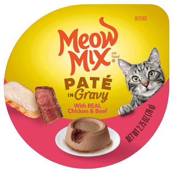 Cat Food Meow Mix Cat Food, Pate Gravy with Reach Chicken & Beef hero