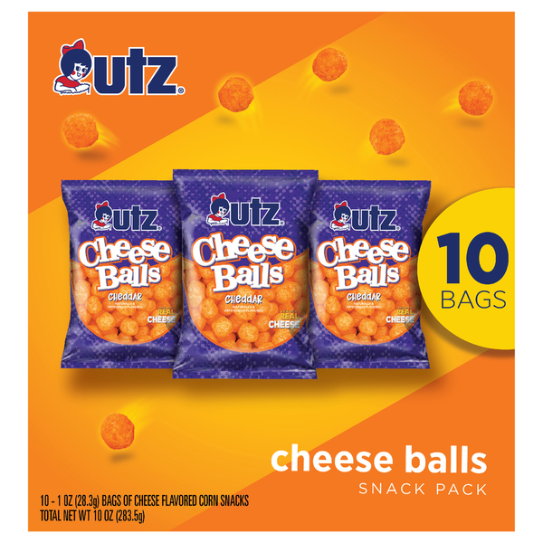 Utz Cheese Balls, Cheddar, Snack Pack hero