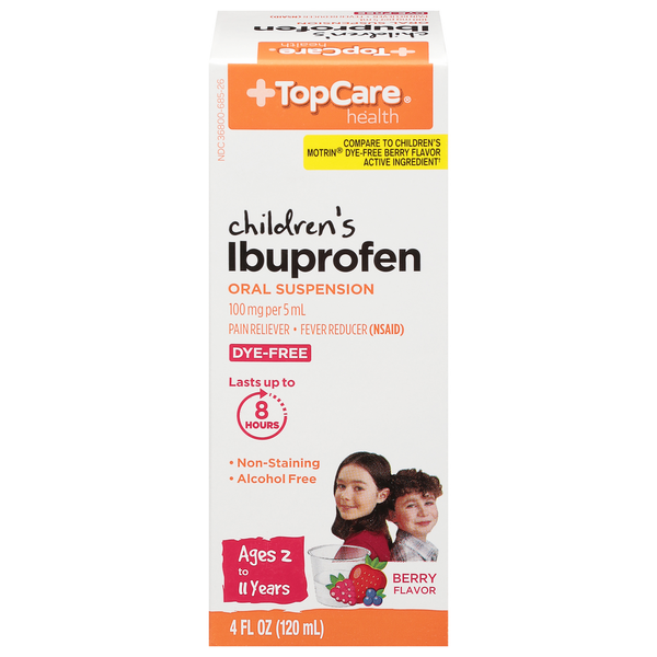 Protein & Meal Replacements TopCare Ibuprofen, Children's, Dye-Free, 100 mg, Berry Flavor hero