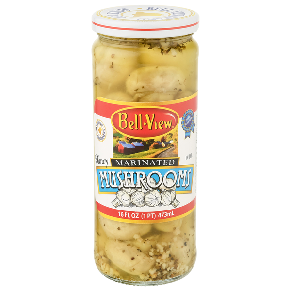 Canned & Jarred Vegetables Bell-View Mushrooms, Marinated in Oil hero