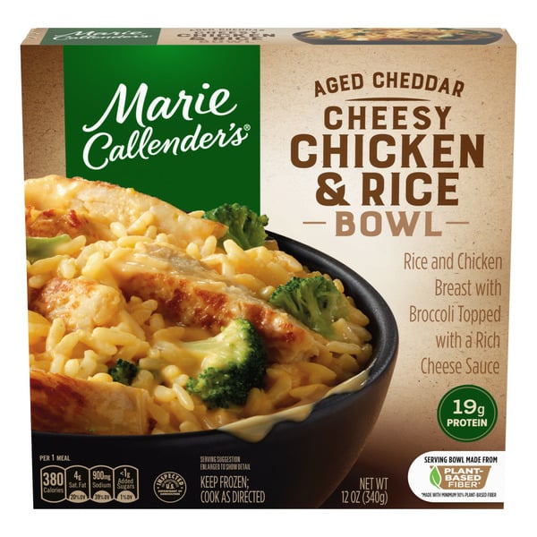 Frozen Meals Marie Callender's Aged Cheddar Cheesy Chicken and Rice Bowl, Frozen Meal hero