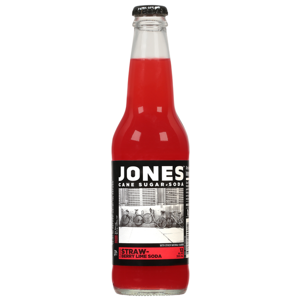 Soft Drinks Jones Cane Sugar Soda, Straw-Berry Lime hero