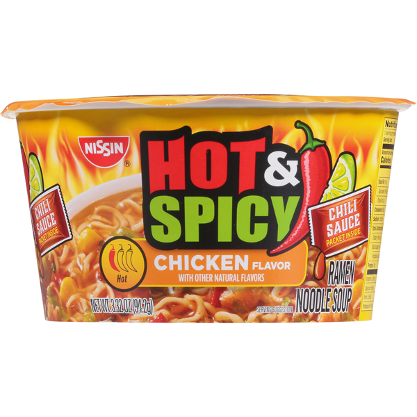 Instant Foods Nissin Ramen Noodle Soup, Hot & Spicy, Chicken hero