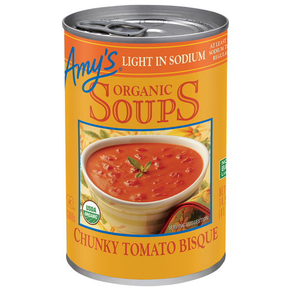 Soup, Broth & Bouillon Amy's Kitchen Organic Low Sodium Chunky Tomato Bisque Soup hero