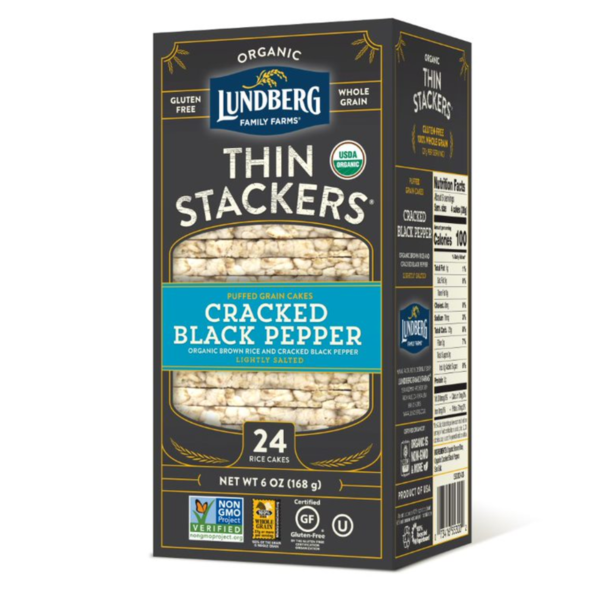 Crackers Lundberg Family Farms Organic Thin Stackers, Cracked Black Pepper hero