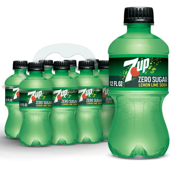 Soft Drinks 7UP Soda, Zero Sugar, Lemon Lime, 8 Pack hero