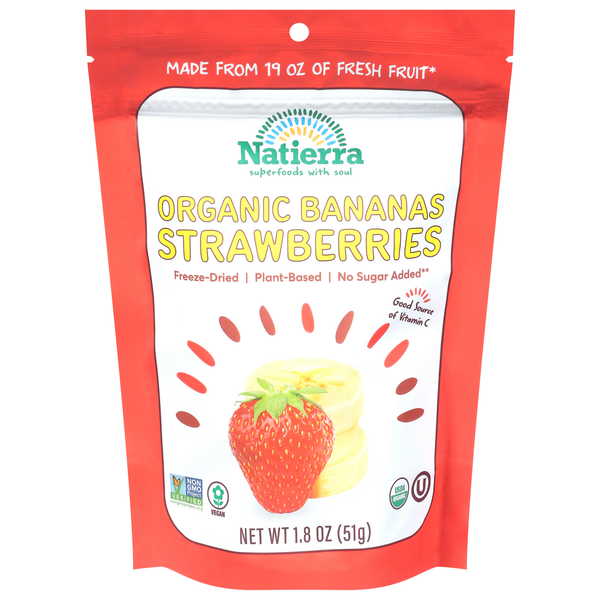 Nuts, Seeds & Dried Fruit Natierra Strawberries + Bananas, Organic hero