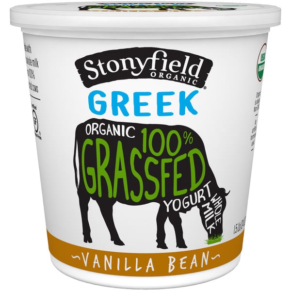 Yogurt Stonyfield Organic 0% Grassfed Greek Whole Milk Yogurt Vanilla hero