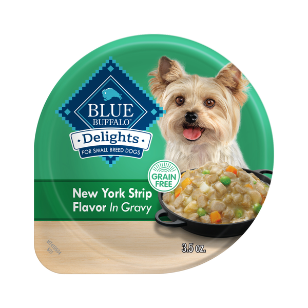 Dog Food & Care Blue Buffalo Delights Natural Adult Small Breed Wet Dog Food Cup, New York Strip Flavor hero