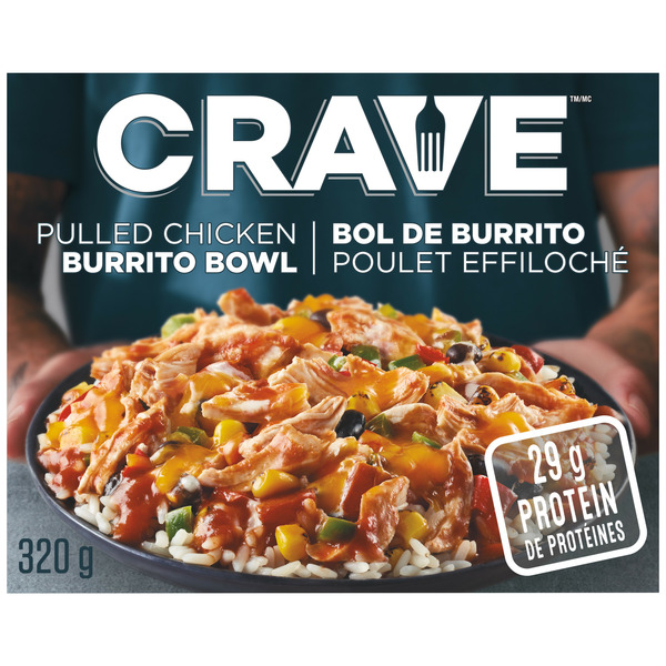 Prepared Meals Crave Pulled Chicken Burrito Bowl Frozen Meal hero