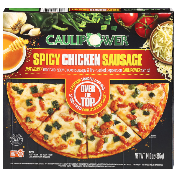 Frozen Pizza Caulipower Pizza, Spicy Chicken Sausage hero