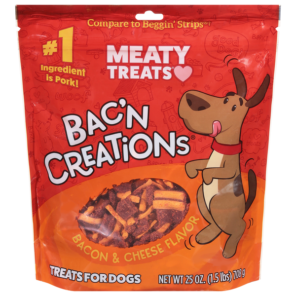 Dog Food & Care Meaty Treats Treats for Dogs, Bacon & Cheese Flavor hero