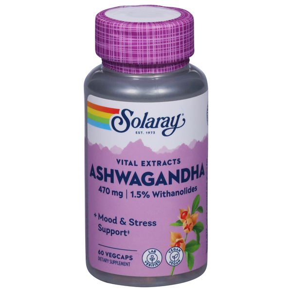 Glandulars & Hormones Solaray Ashwagandha, 470 mg, Vegcaps hero