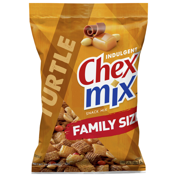 Cereal Chex Mix Snack Mix, Indulgent, Turtle, Family Size hero