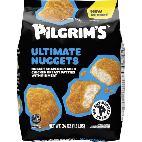 Pilgrim's Pride Brand Ultimate Nuggets Nugget Shaped Breaded Chicken Breastpatties With Rib Meat hero