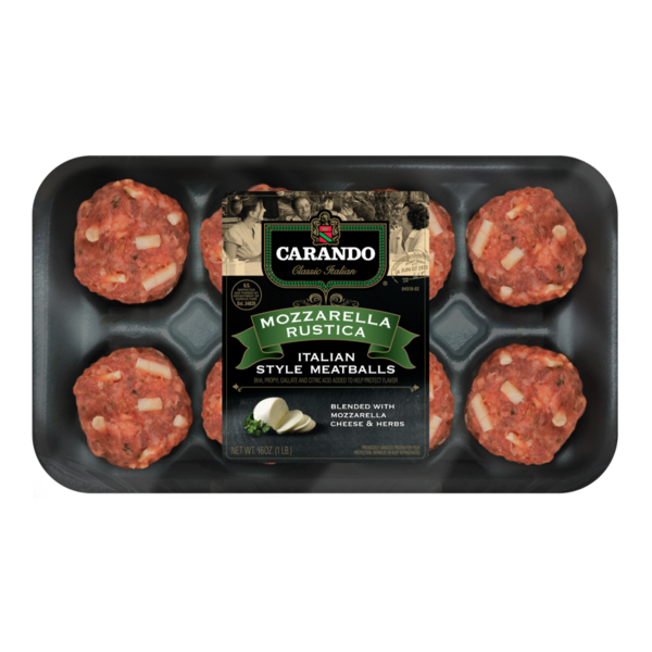 Packaged Meat Carando Mozzarella Rustica Italian Style Meatballs hero