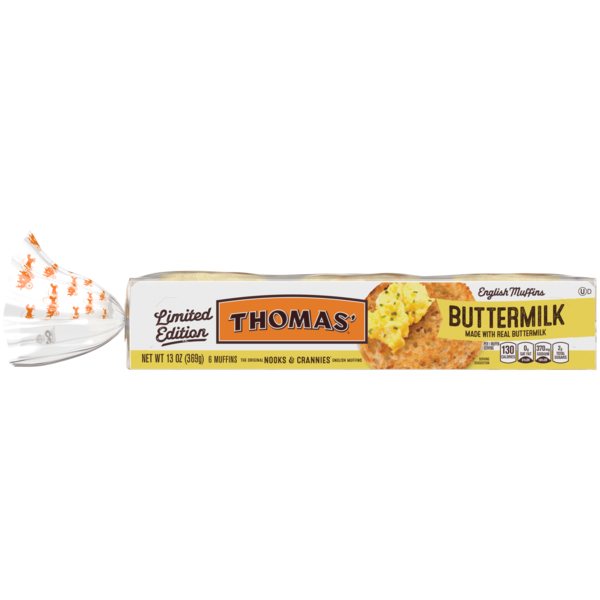 Packaged Bread Thomas’ 6 count, Buttermilk English Muffins hero